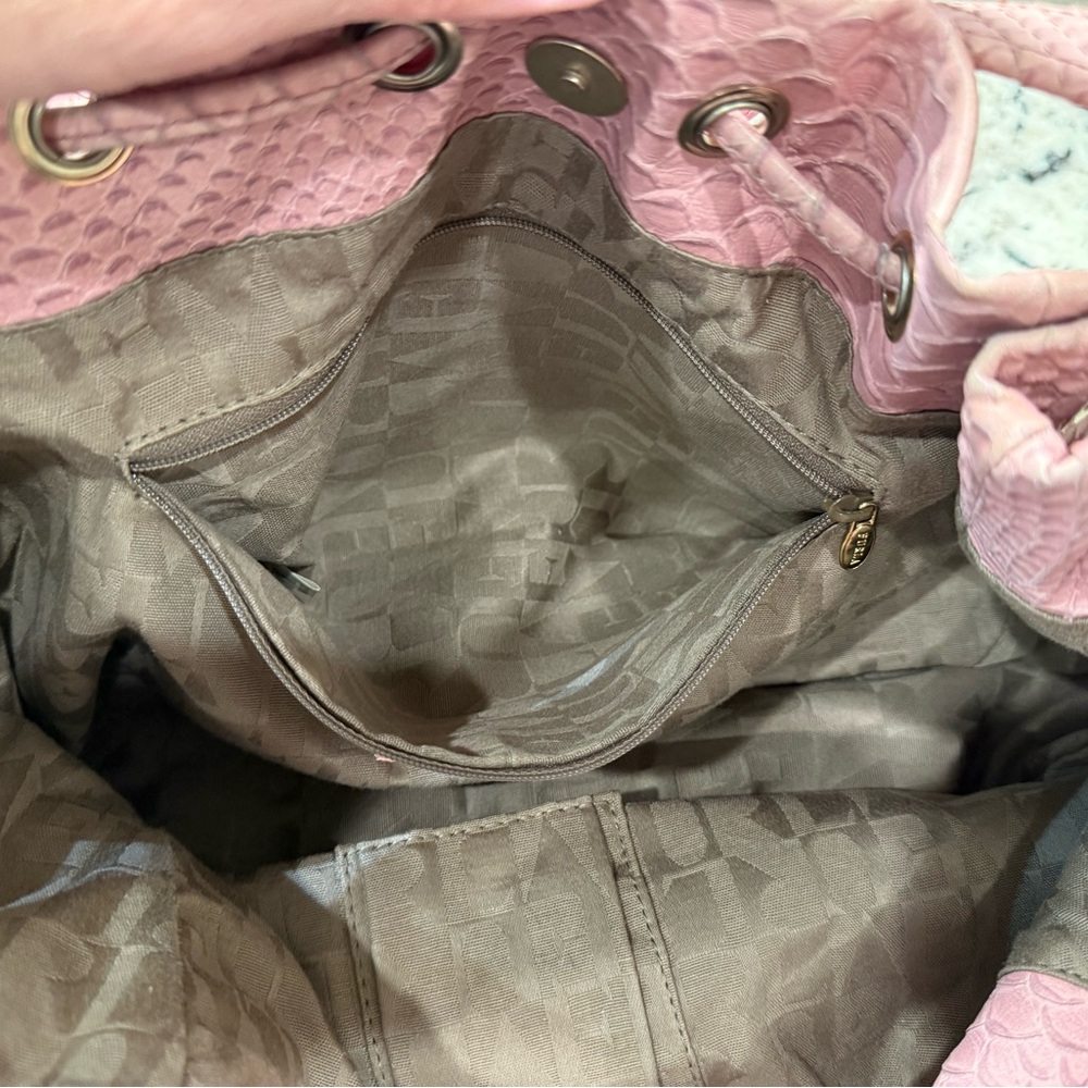 Furla Euc Python Leather Pink Hobo Drawstring Bag - image 8